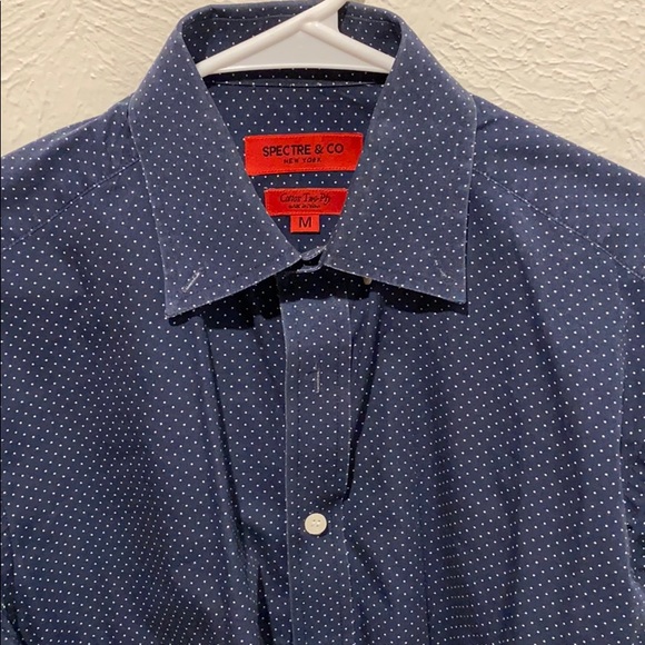 Great polka dot blue and white button up shirt. - Picture 2 of 2